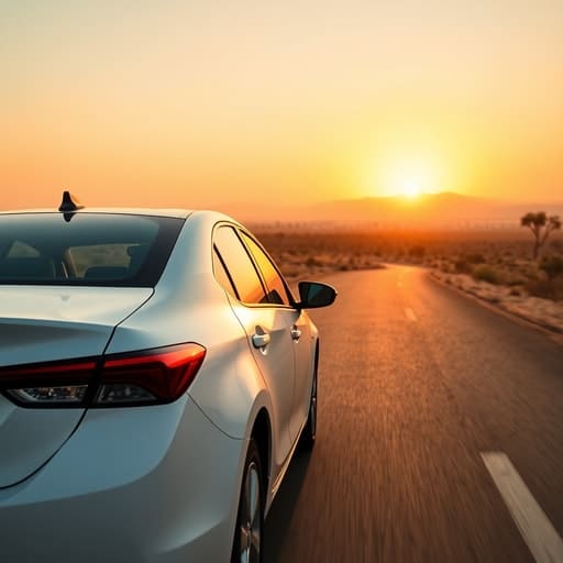 Voiture de transfert privé reliant l'aéroport de Casablanca à Marrakech avec vue sur les montagnes