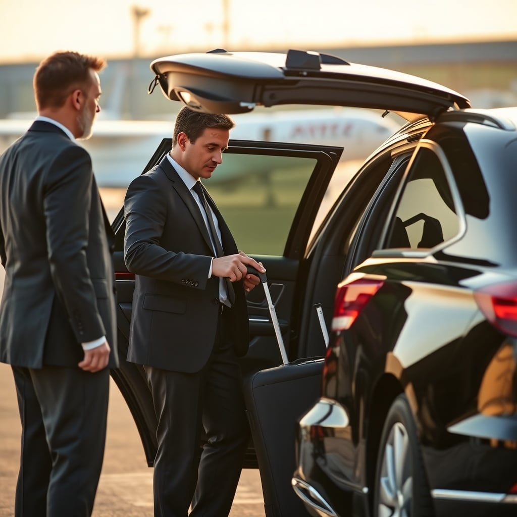 Service de chauffeur privé pour un transfert aéroport Casablanca, offrant un accueil personnalisé et un confort optimal aux passagers dès leur arrivée.