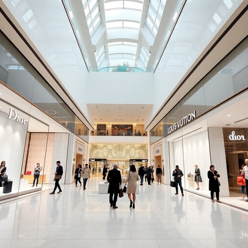 Modern luxury shopping mall in Casablanca with international brand stores and contemporary architecture