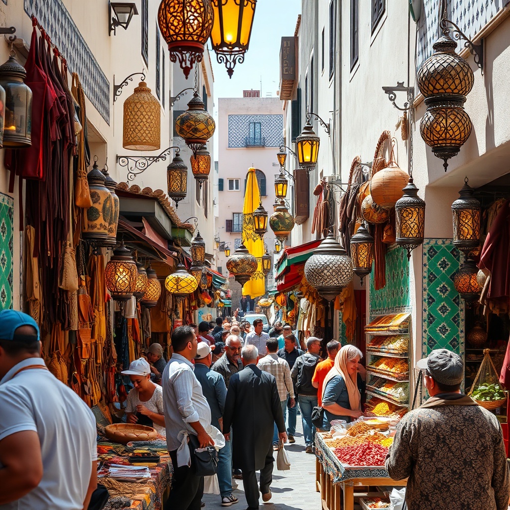 Explorez les souks animés du quartier des Habous pour une immersion totale dans l'itinéraire culturel et commercial de Casablanca